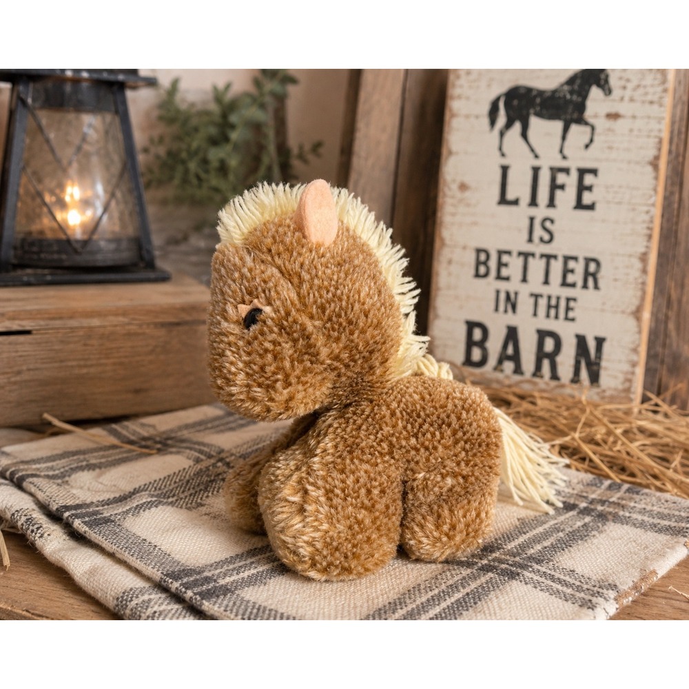 Vintage 1980 GUND Horse Plush Tan Pony Stuffed Animal Cream Mane Korea 8"